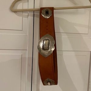 Jeweled Cowgirl leather belt with stones and silver color metal